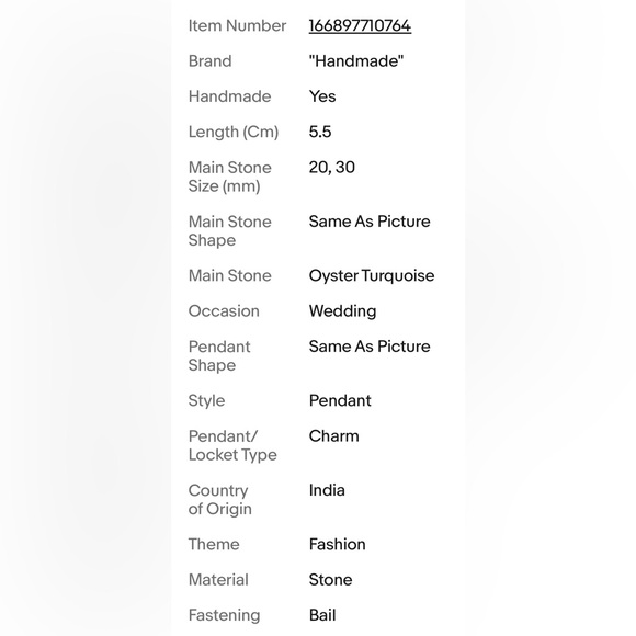 OYSTER TURQUOISE PENDANT - Picture 2 of 3